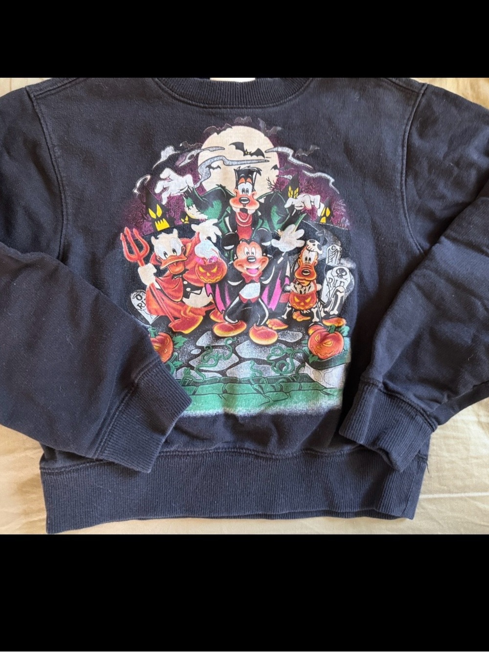 Vintage Disney Halloween Graphic Crewneck Sweatshirt - Black